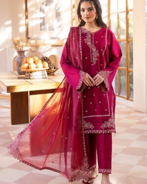 EL001 Ellena 3PC Stitched Embroidered Suit