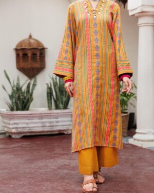 JA018
Almirah  mustard Yarn dyed Tunic