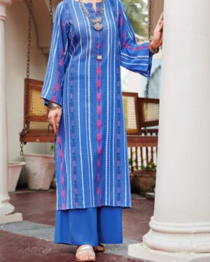 JA019
Almirah Blue yarn dyed Tunic