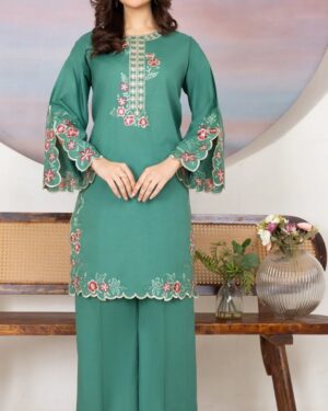TR03
Tiraz Embroidered Green Co-ord set