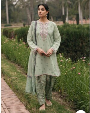 MN08 3Pc Embroidered Ready-to-wear Suit with Silk Dupatta