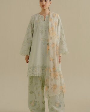 CL02 Zara Shahjahan Coco Lawn.
Unstitched Embroidered Suit