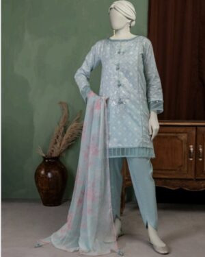 JL10 Junaid Jamshed 3Pc Unstitched Suit; Embroidered