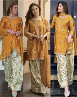 TR1 3Pc Stitched Embroidered Suit.