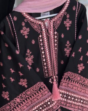 EM1 3Pc Stitched Embroidered Suit.