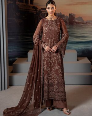 LA12 3Pc Embroidered Unstitched Chiffon Suit
