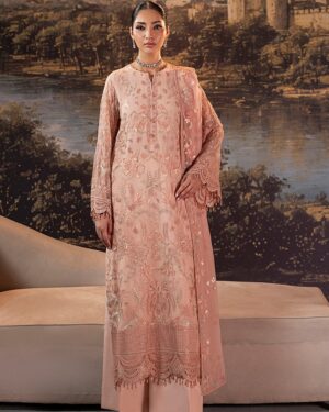 LA12 3Pc Embroidered Unstitched Chiffon Suit.