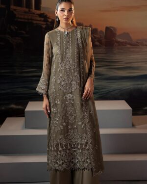 LA12 3Pc Embroidered Unstitched Chiffon Suit.