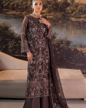 LA12 3Pc Embroidered Unstitched Chiffon Suit.