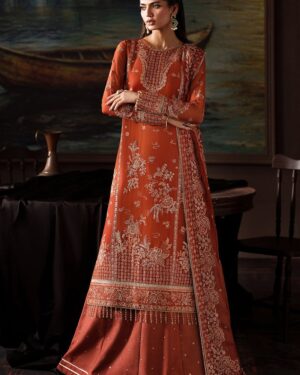 ZA1 3Pc Unstitched fully Embroidered Chiffon Suit.