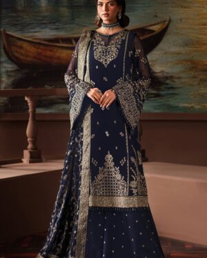 ZA12 3Pc Unstitched fully Embroidered Chiffon Suit