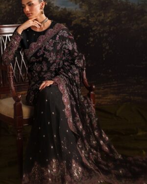 ZA12 3Pc Unstitched fully Embroidered Chiffon Suit