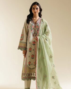 ETU1 Ethnc 3Pc Unstitched Embroidered Suit