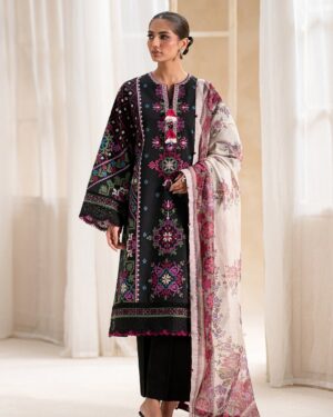 ETU1 Ethnc 3Pc Unstitched Embroidered Suit