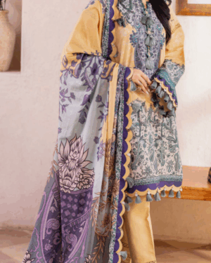 JA1 3Pc Unstitched Printed Lawn suit